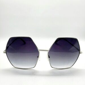 Octagonal Silver Framed Gradient Lenses Sunglasses